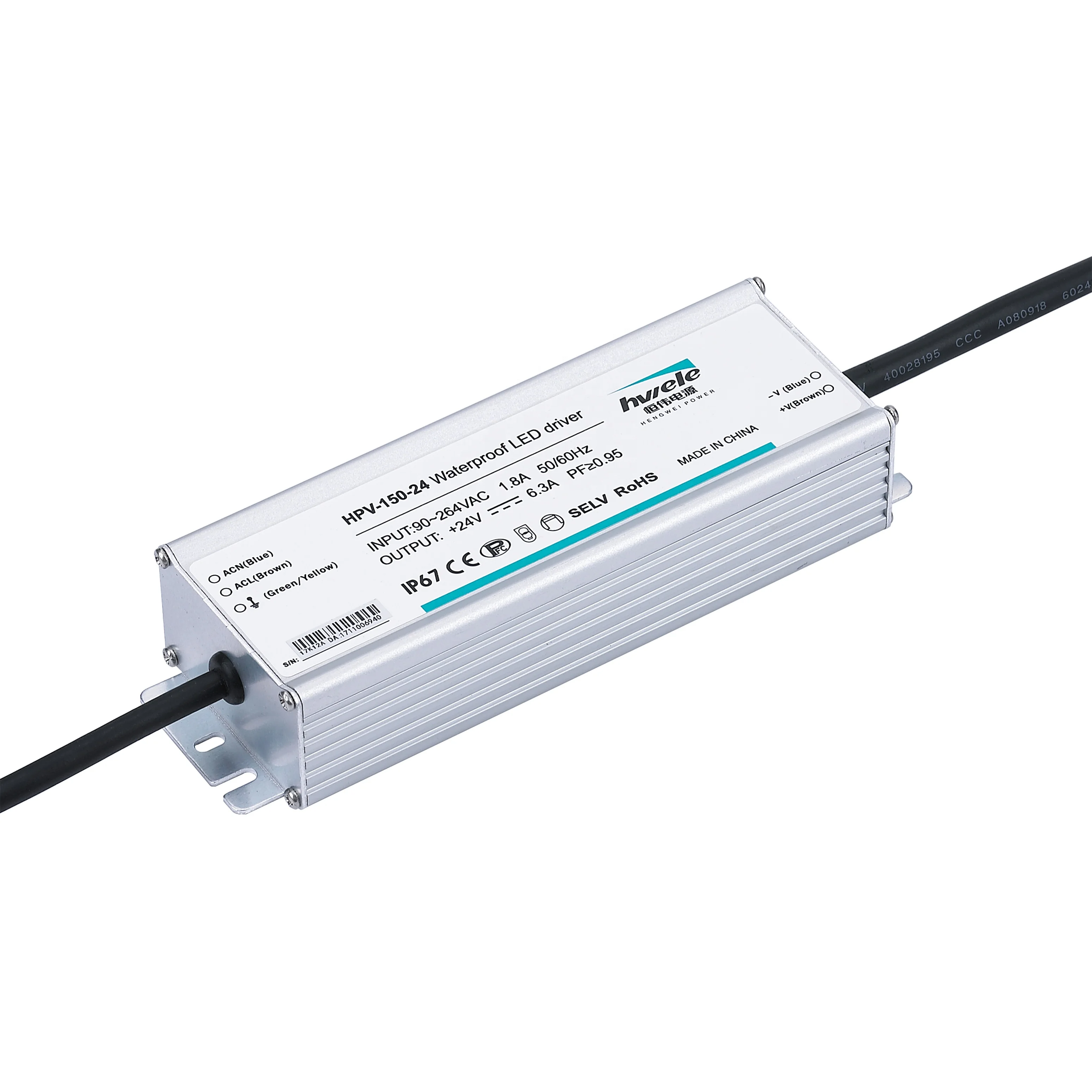 PFC водонепроницаемый IP67 CV Тип HPV-150-12 150W 12V 12.5A светодиодный трансформатор для светодиодного освещения