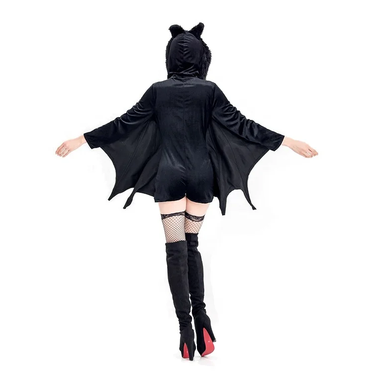 Halloween Women Cosplay Bat Vampire  Devil Sexy Black Dress Costume Party Costume