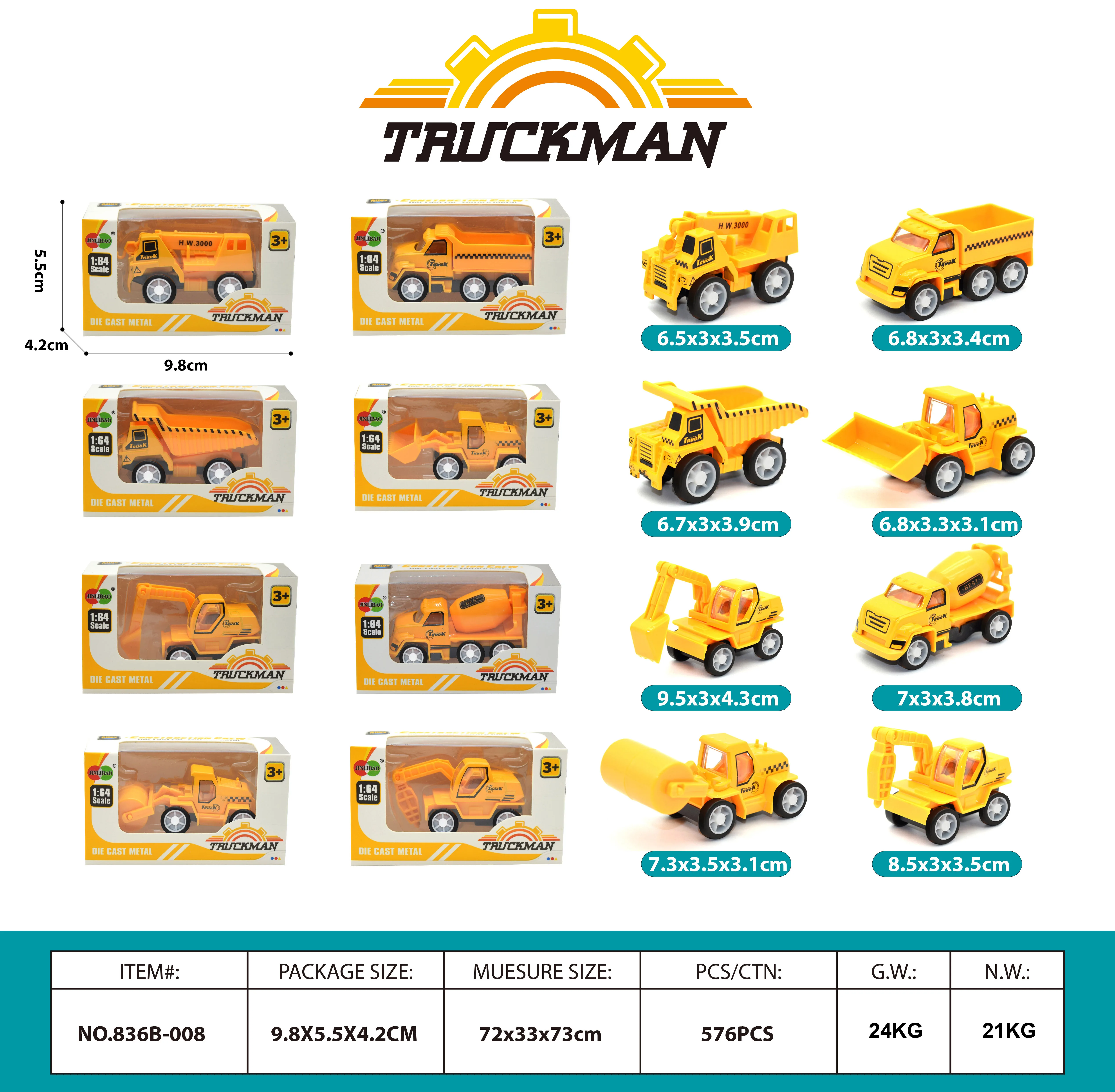 1:64 Die-casting Engineering Vehicle Alloy Car Model Diecast Car Toy Vehicles Diecast Toys For Kids With Various Packaging