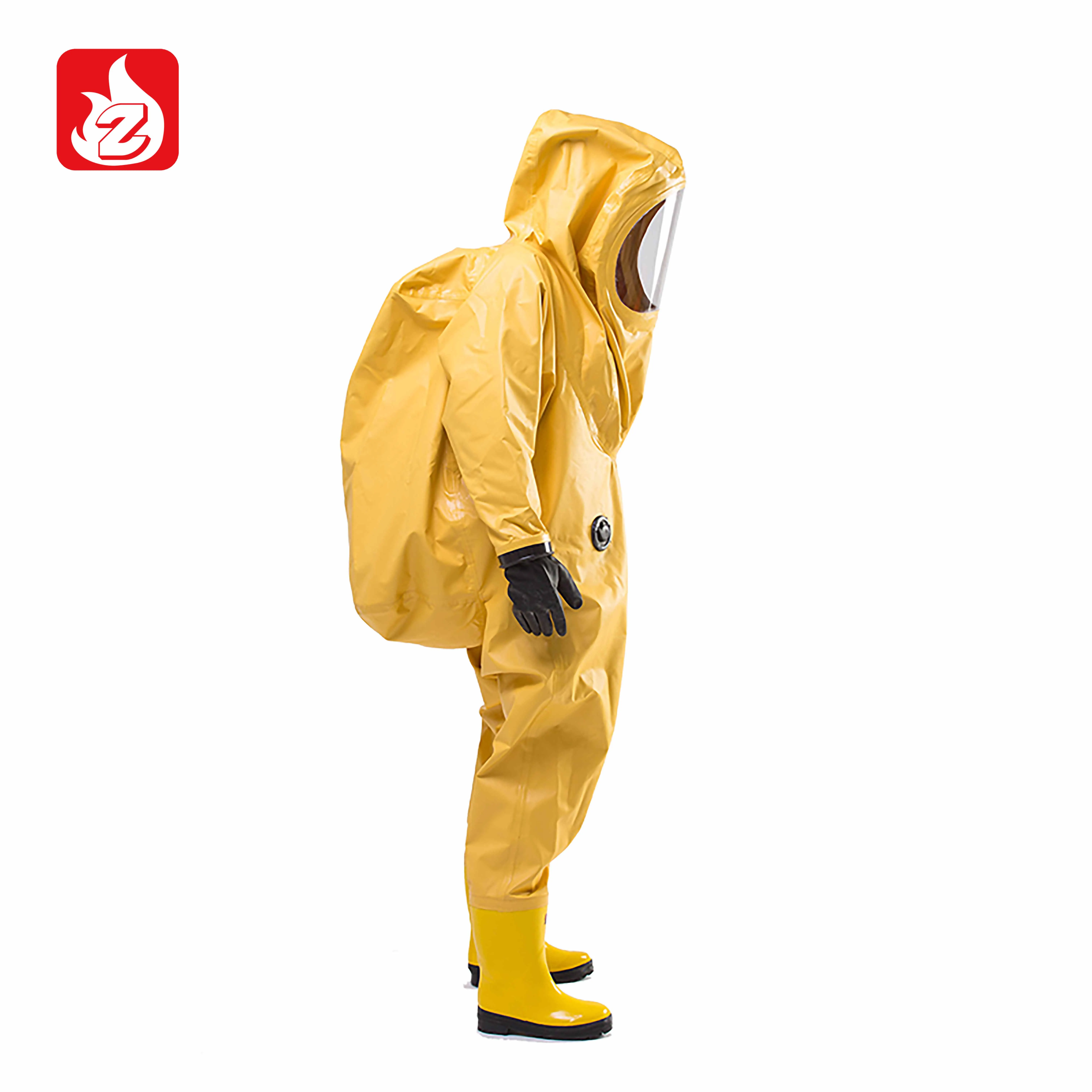 Heavy duty Yellow Fire fighting Chemical Suits Coverall chemical clothes For Dangerous chemicals accidents