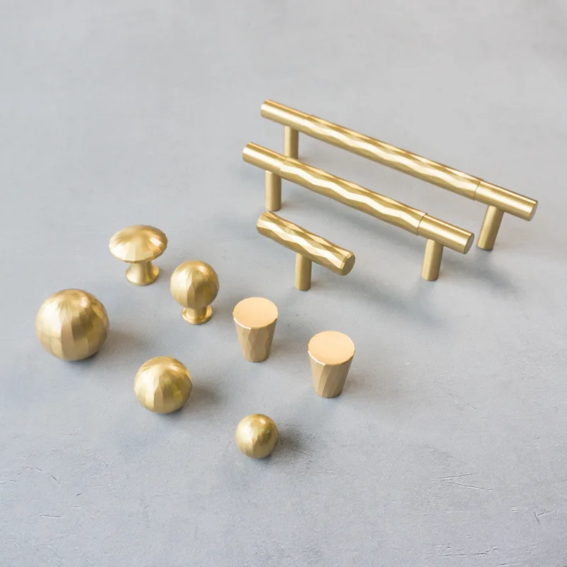 Hoone Modern Gold Style T Bar Textured Knurled Handle 96 mm Solid Brass Knobs and Cabinet Pulls