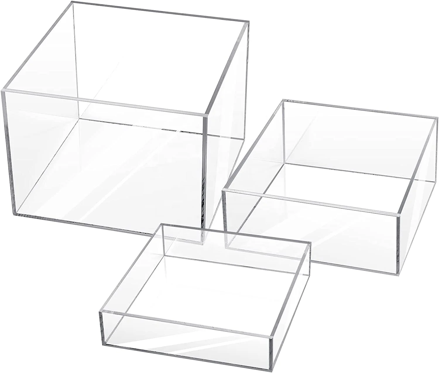 Custom transparent 5 sides acrylic display box clear cube riser dust proof storage case for collectibles
