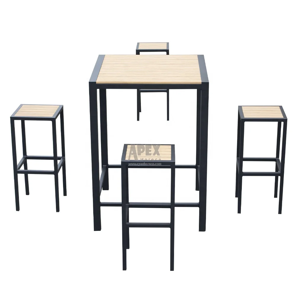 High Industrial Bar Dining Table Set Tall Counter Height Bar Table with 4 Bar Stools