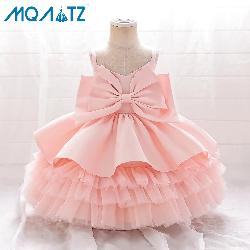 MQATZ Hot Selg Children Clothing Toddler Girls Spaghetti Strap Layered Baby Ruffle Party Dress
