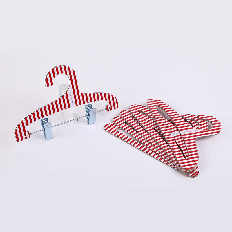 3mm FSC material Custom logo kraft cardboard pants shorts skirts paper hanger for kids baby with metal clip