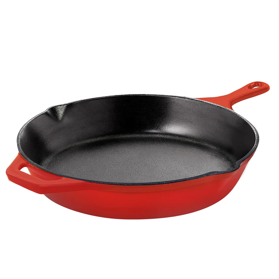 Wholesale kitchen non stick round enameled cast iron skillet frying pan 8/10/12 inch