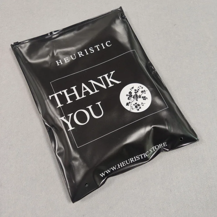 Biodegradable Custom Frosted Plastic Zipper Bag Black Ziplock Pouch For Clothing Packaging Bag Noir En Plastique Sac