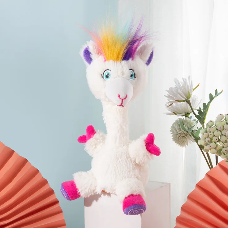 Hot selling alpaca flamingo ostrich plush toy cactus will sing and record stuffed toy home decor