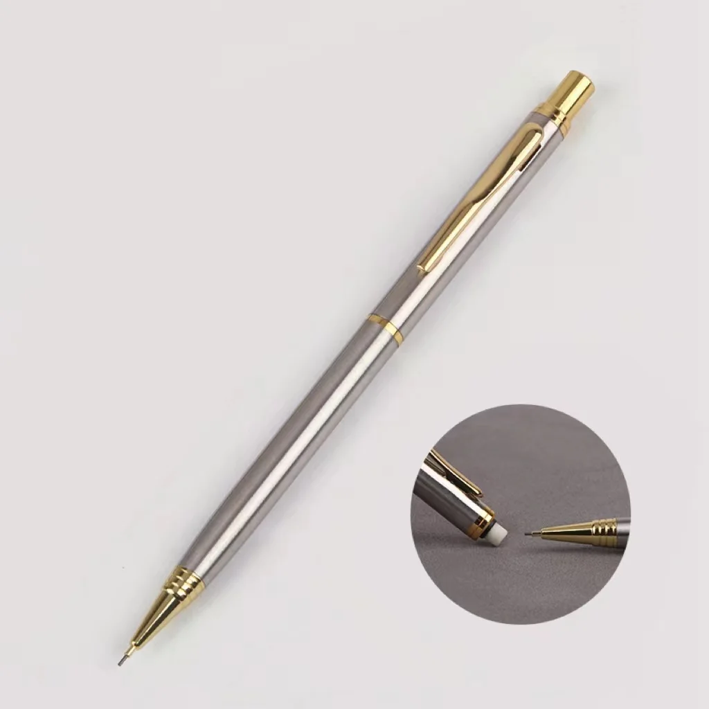 Fashion New Custom LOGO Metal Push 0.5mm Mechanical Pencil  For Student Pencil Practical Stationery Gift