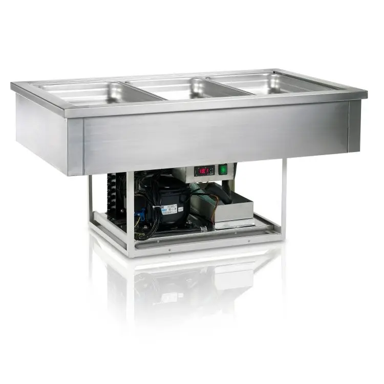 Refrigerated Drop In Cold Well Stainless Steel / Cold Counter 4 Well / Salad Bar Chiller Refrigerator 4 Wells