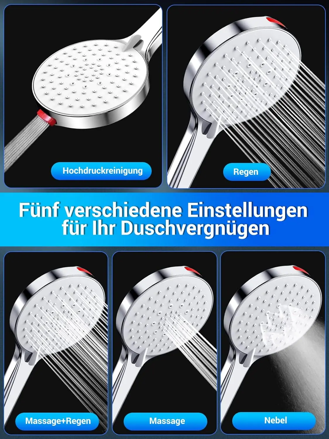 High Pressure 3 Function Adjust Water Saving Shower Head Bathroom Filter Massage Shower Head