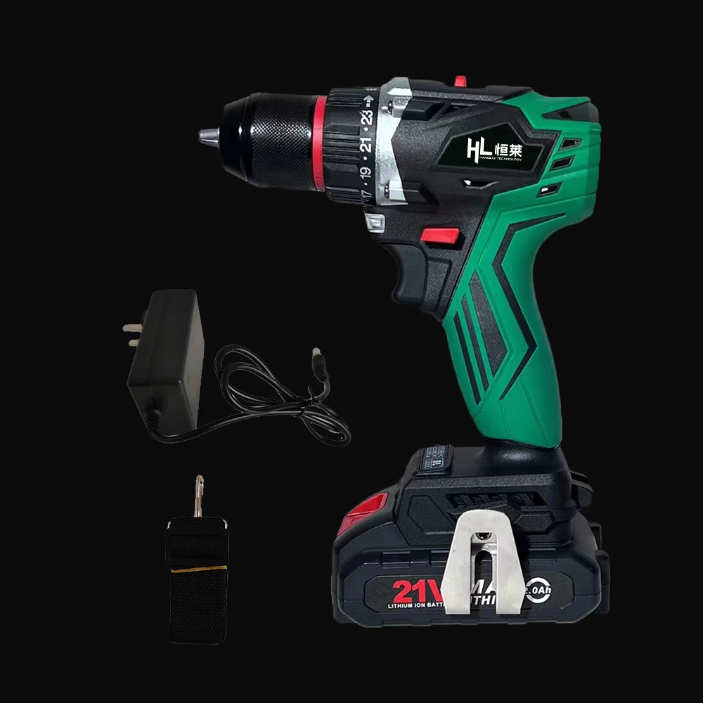 HENGLAI  Customized Brushless Cordless Drill 21V Battery Hammer Power Drills Screw Driving 10mm 45nm Multipurpose Impact Drill