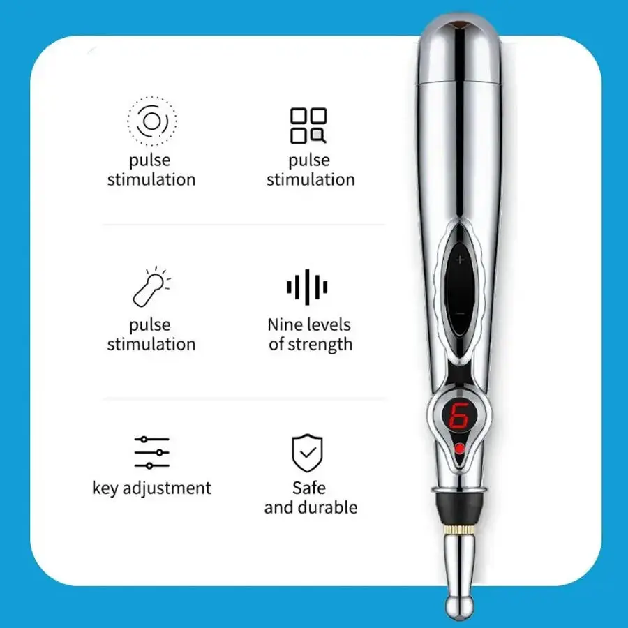 Electric Acupoint Massage Pen Pain Relief Treatment Electronic Meridian Energy Pen Body Back Neck Massage Pen Relieve Fatigue