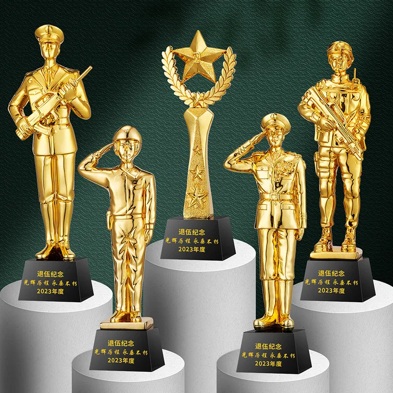 Hot Sale High Quality Wholesale Crystal Artifact Custom Soldier Retirement or Graduation Statue Gift