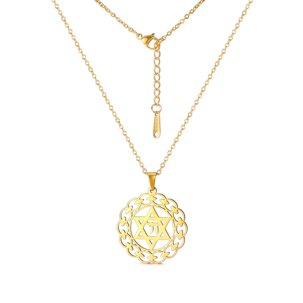 Israel Star of David Pendant Necklace Chai Symbol Kabbalah Jewish Charms Judaism Amulet Supernatural Jewelry For Women