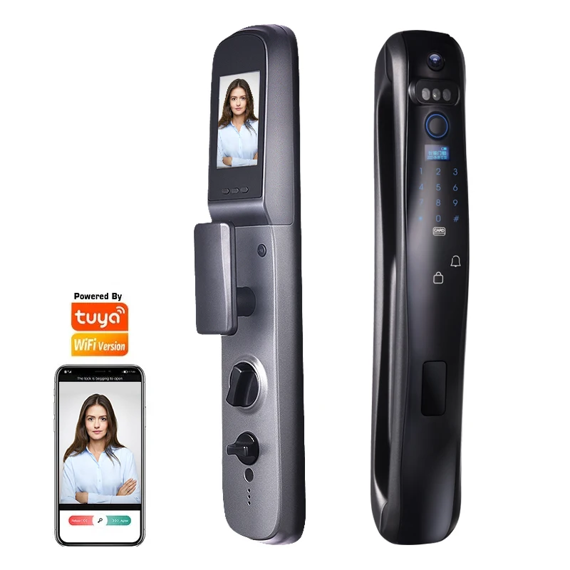TUYA waterproof home security automatic smart door lock Keyless face recognition custom smart lock with camera