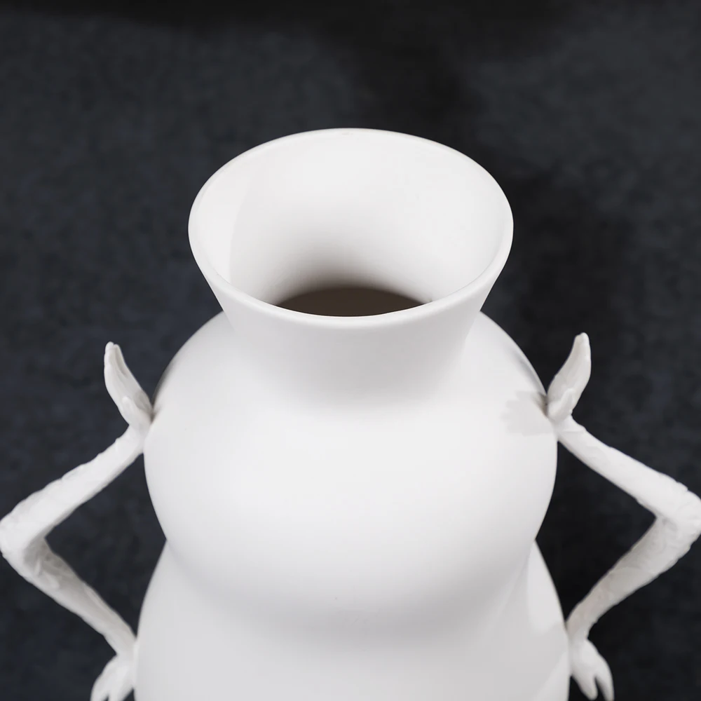 Nodic vase ceramique Minimaliste vases flower home item matte Pure white vaso fruit bowl set accessories for home ceramic vase