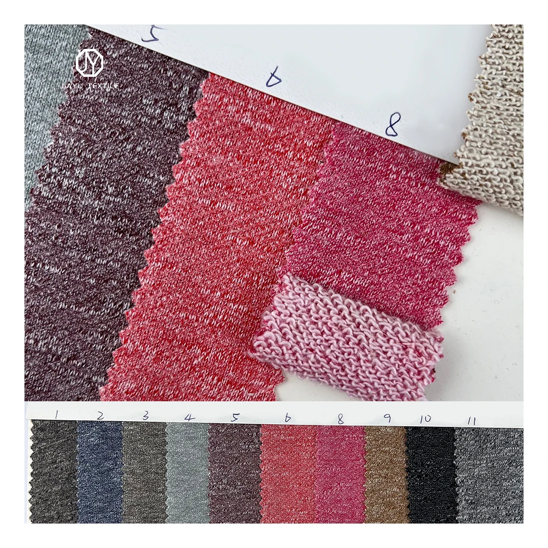 Wholesale of 80 cotton and 20 polyester colored double yarn CVC knitted sweater terry fabric in stock