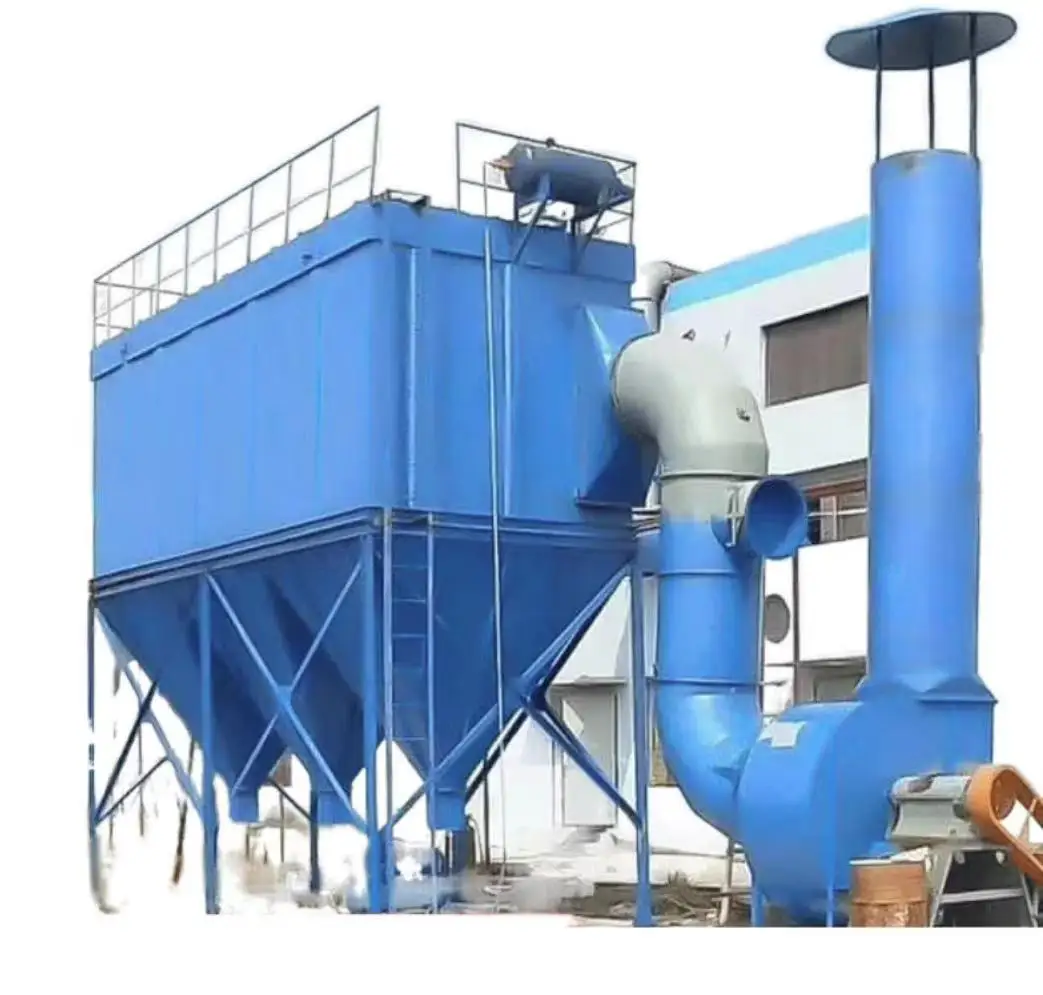 
Dust-containing gas enters the compartments of ash hopper industrial pulse bag dust collector from the air inlet pipe of the dus 