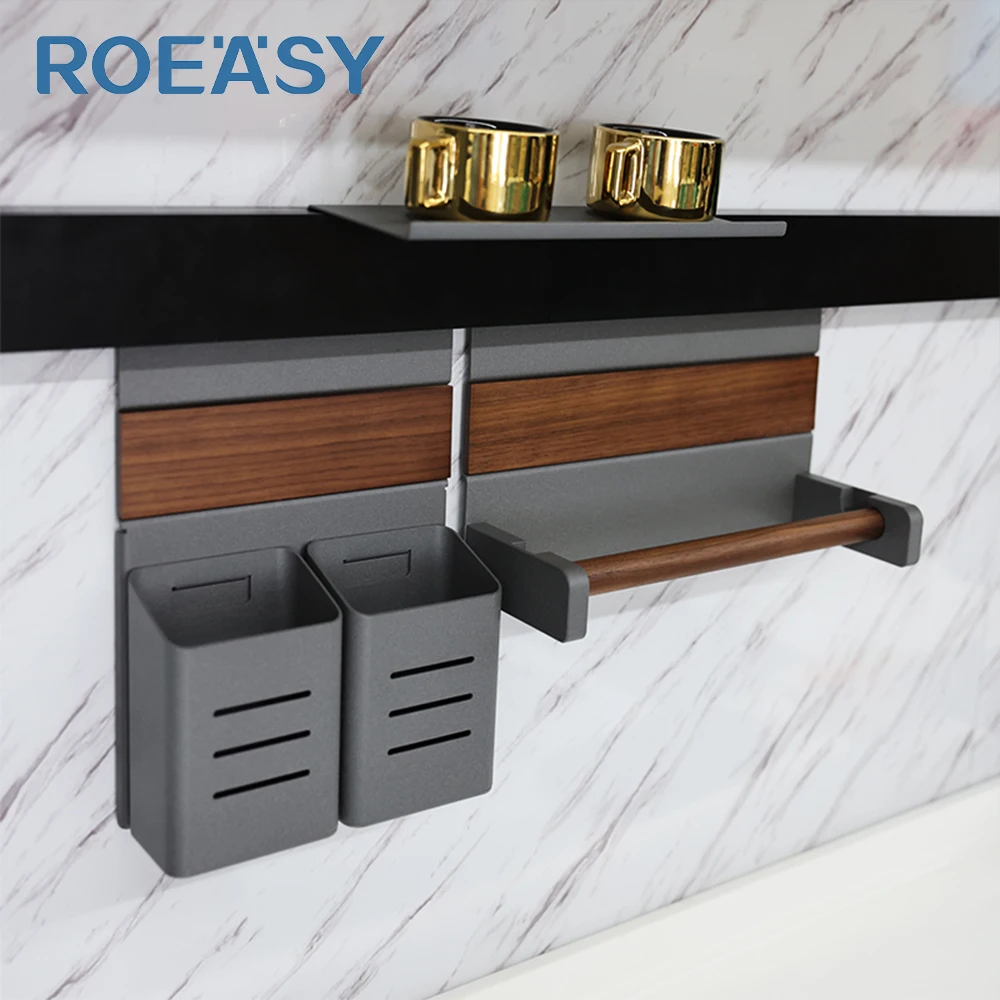 Roeasy Kitchen Detachable Knife Organizer Wall Mounted Aluminum Seasoning Rack Spice Rack