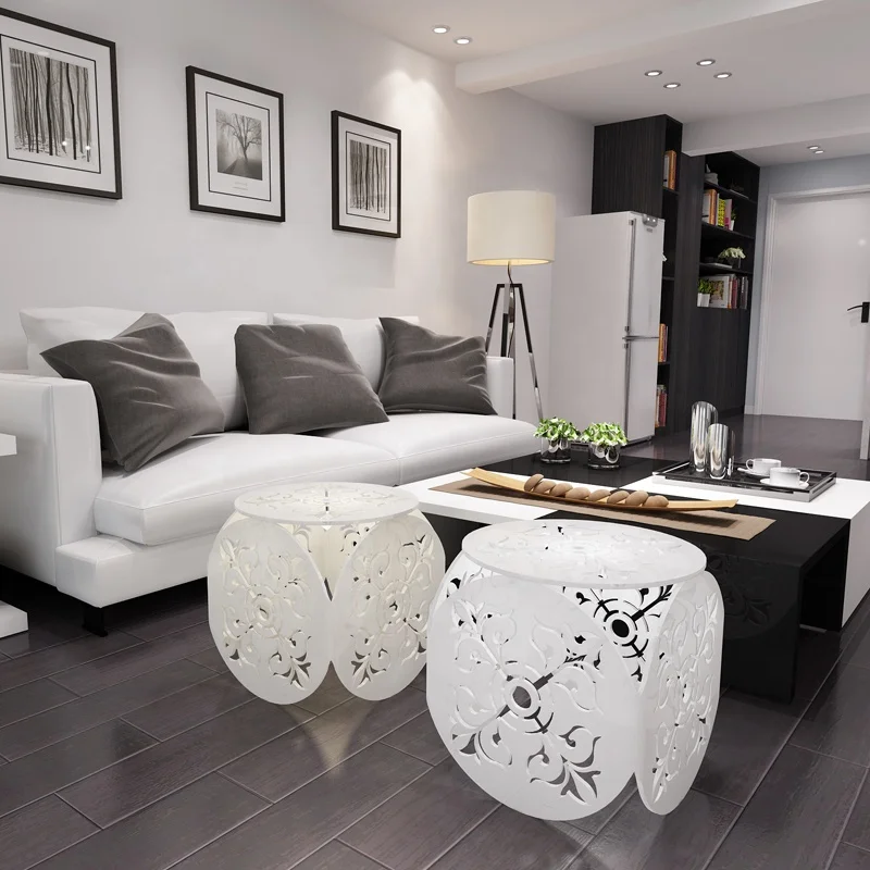 White Acrylic Stools Bedroom Furniture Vanity Stool high-end Carving stools