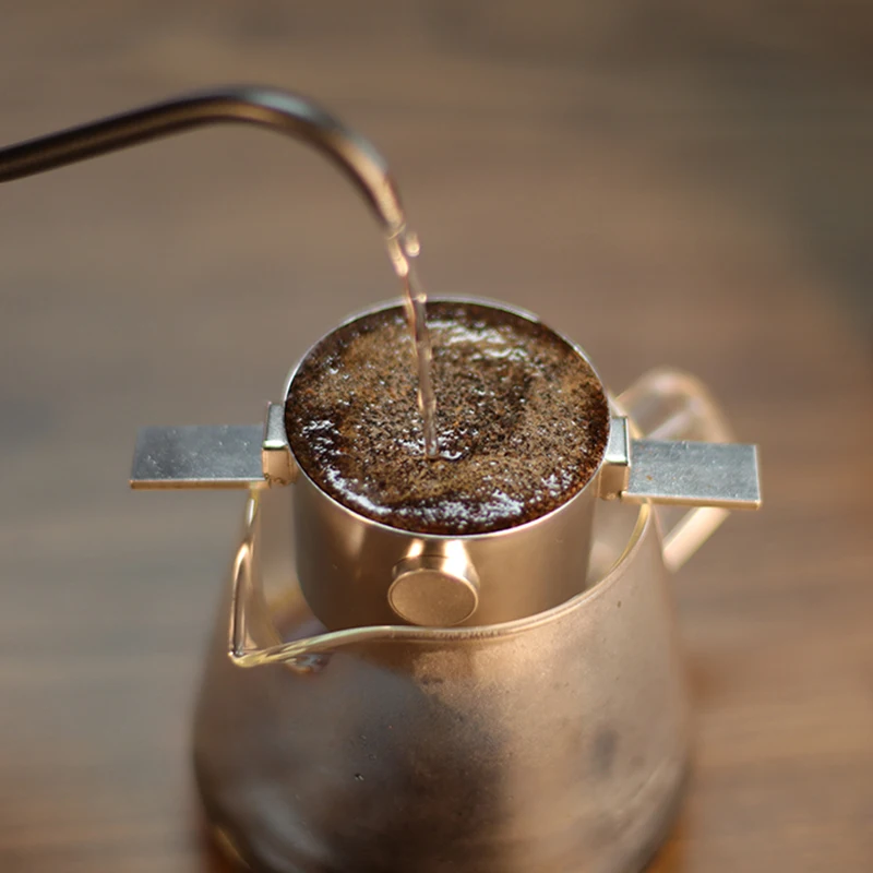 Coffee filter stainless steel coffee funnel double  filter portable