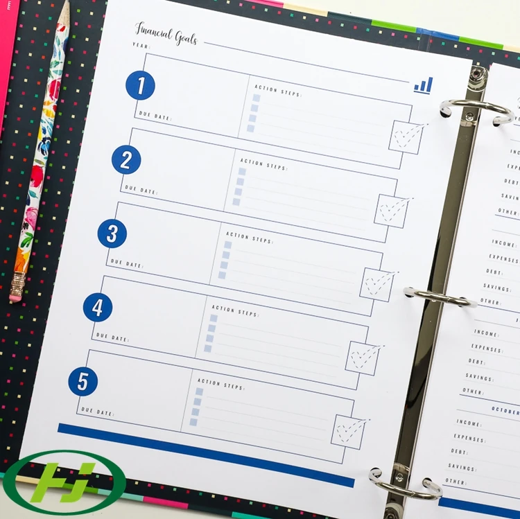 Custom A5 A6 Size 6-Ring Envelope Soft PU Leather Loose-Leaf Folder Budget Binder