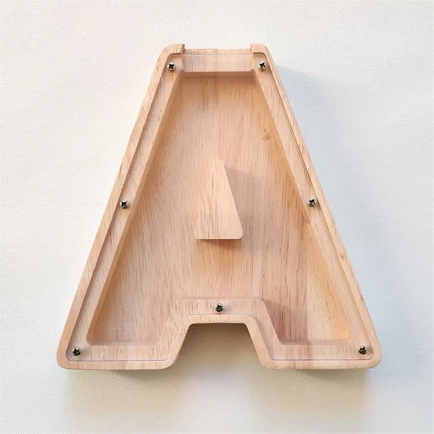 Hot Sale Piggy Money Safe Coin Bank Wood letter piggy bank money boxes Wooden Piggy Bank