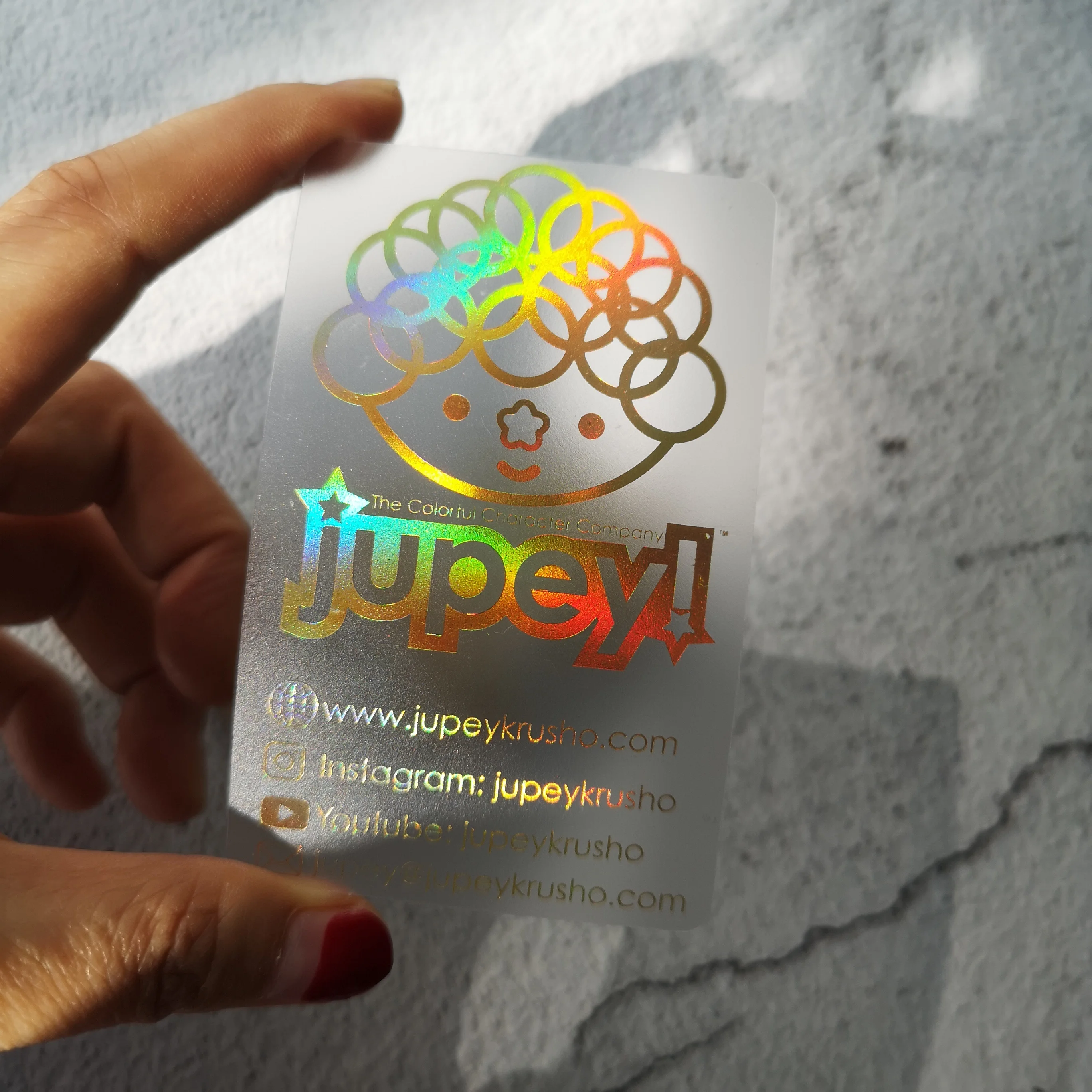 Customised pvc holographic gold foil printing transparent/frosted plastic business cards with logo