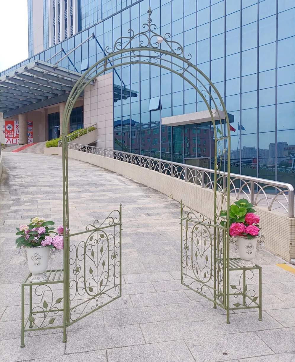 Popular European style Iron Art Garden Gate Metal Door Villa Courtyard French style Arch Rose Climbing Vine Frame Rack