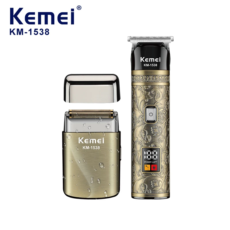 KEMEI km-1538 Electric Shaver Hair Clipper Set Metal Waterproof Usb Charging Rechargeable Head Shaver