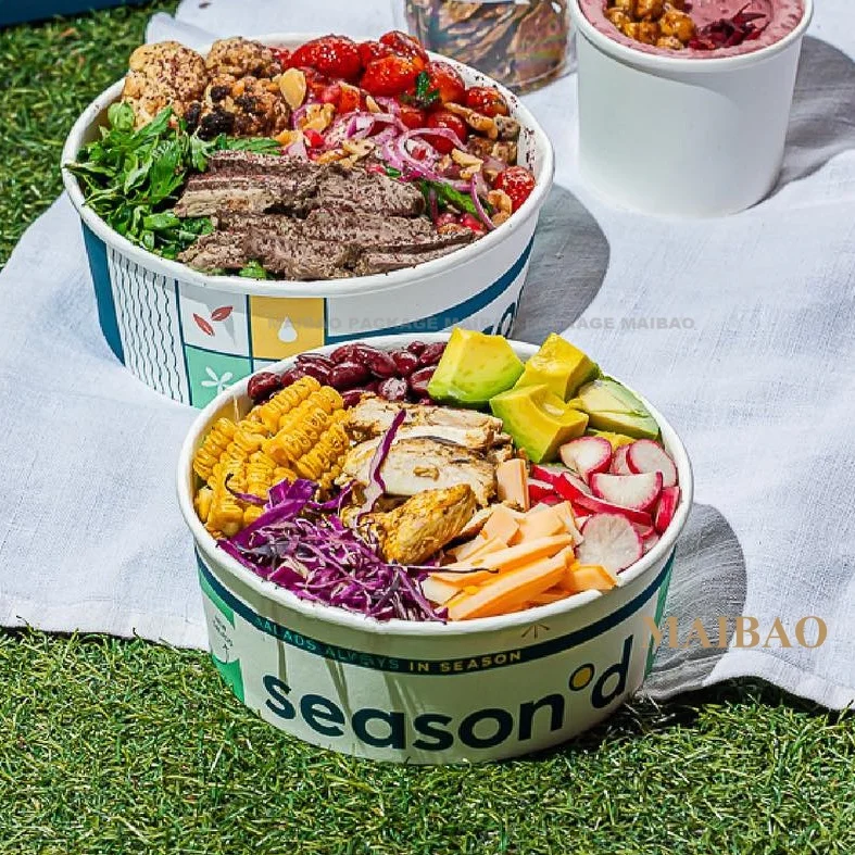 Takeaway Food Container Paper Bowl Salad Bowl Biodegradable Kraft Paper 12oz 16oz 18oz 32oz Anhui Party Plastic Cups With Lid