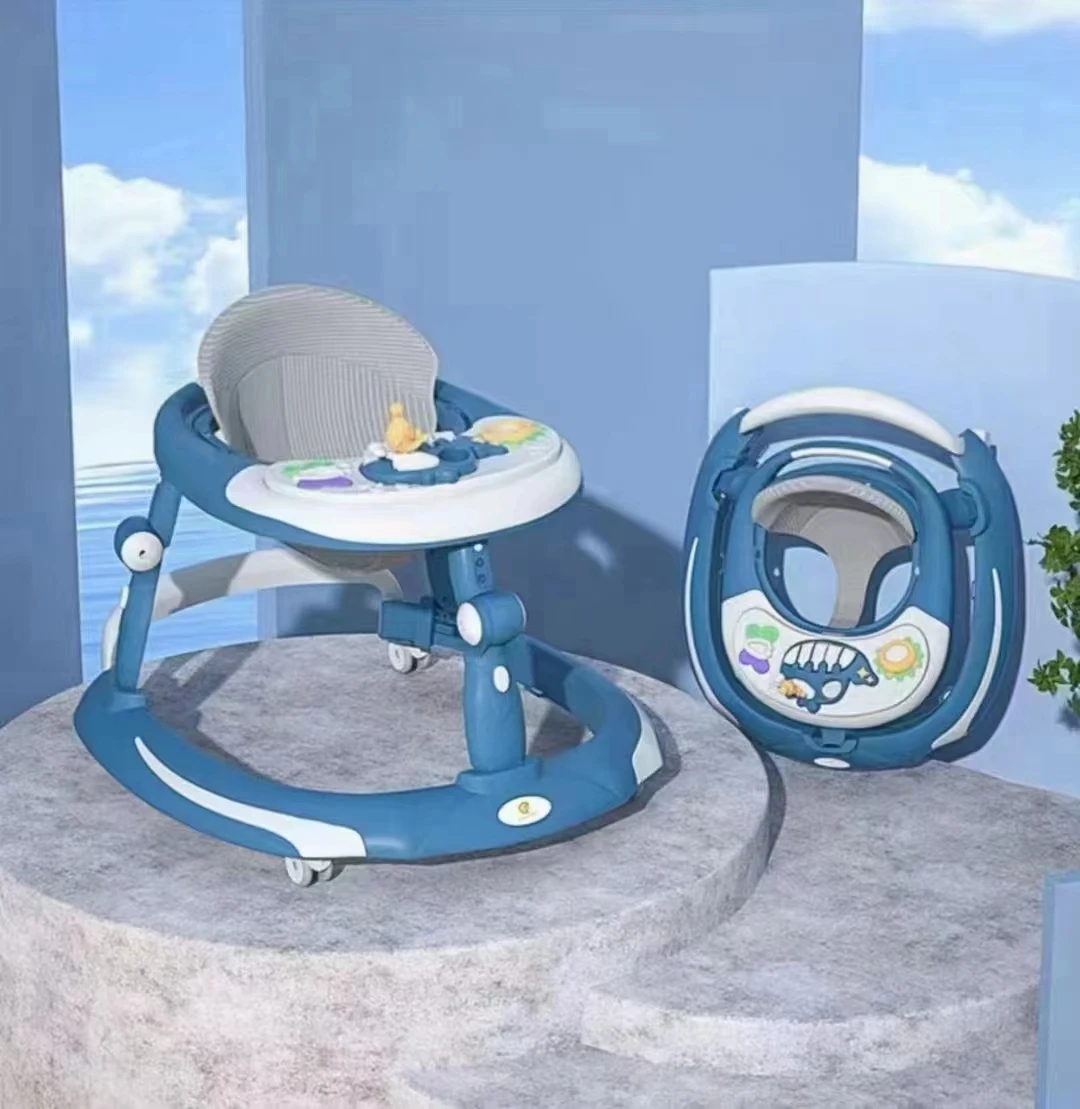 Multifunctional Anti-Rollover Baby Walker with Music Foldable for Toddlers Learning to Walk Educational Musical Light Toy Kids