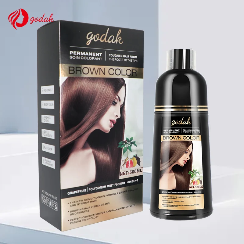 Thailand Hotsale Instant Dye Shampoo Oem Brands Manufacturer No Ammonia Ginseng Permanent Fast Black Color Best Hair Dye Shampoo