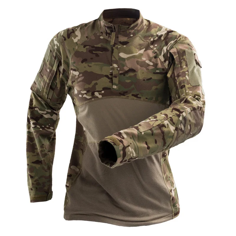 OEM new style Airsoft Men Long Sleeve Knitted Shirt Military Uniform Frog Tactical Suit CP Camo