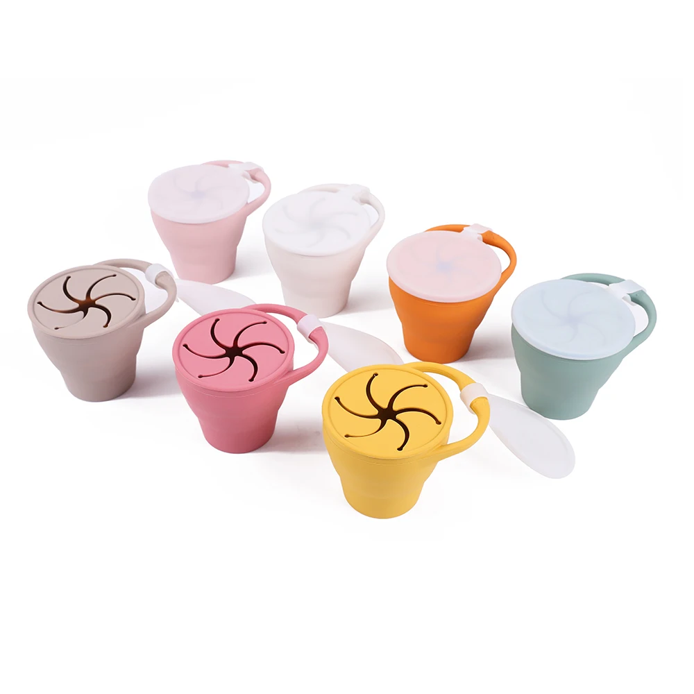 Непроливающаяся Складная крышка для ремня силиконовая детская миска для снеков силиконовая складная чашка для закусок для детей