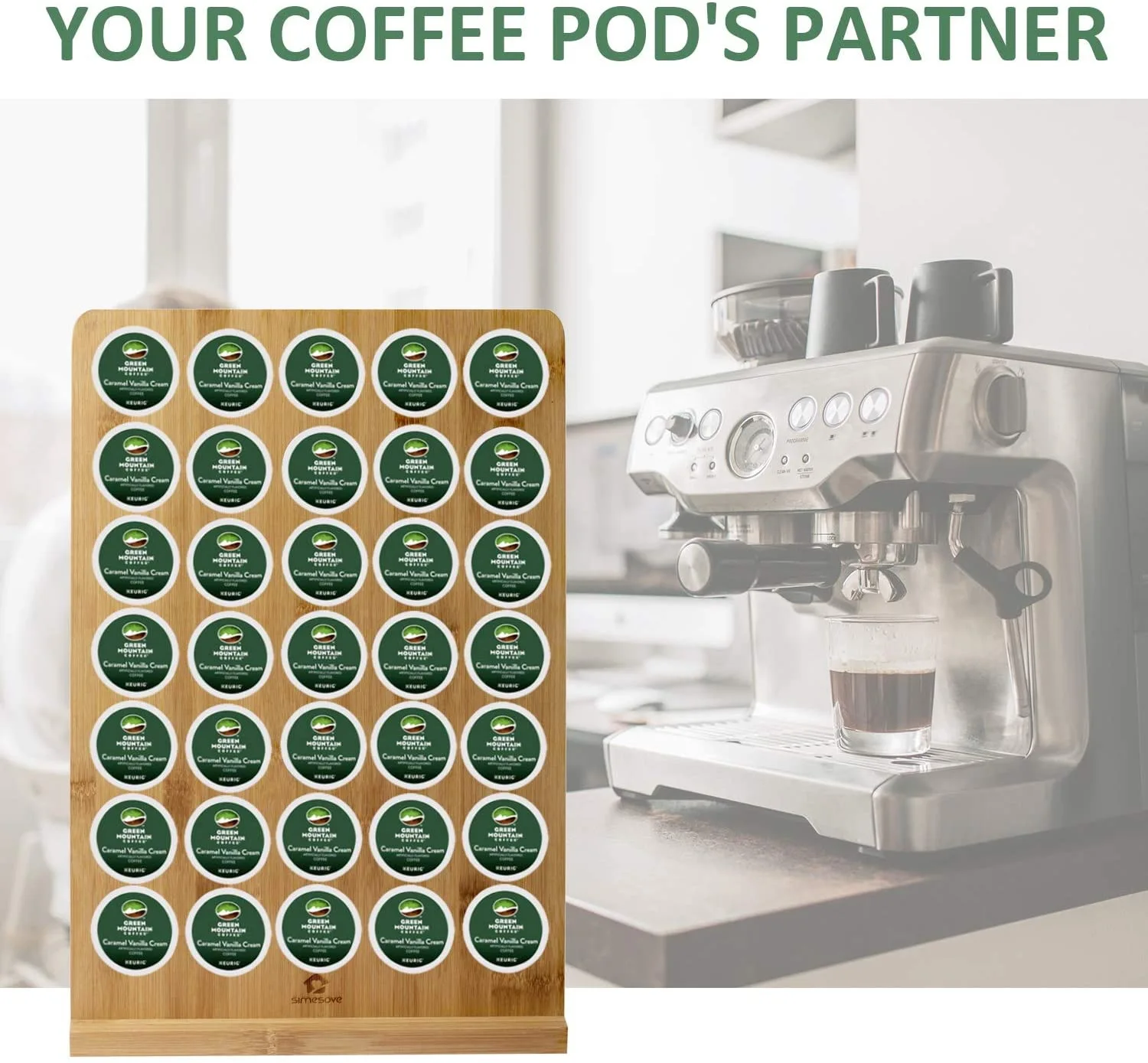 Bamboo Acrylic Capsule Coffee Storage Stand 35 Grain Coffee Capsule Display Stand