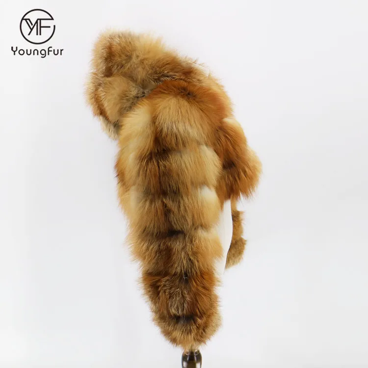 Fashion Wholesale Women Jacket Female Custom Hood Natural Genuine Red Fox Fur Coat Sexy Winter Lady Fox Fur Coat