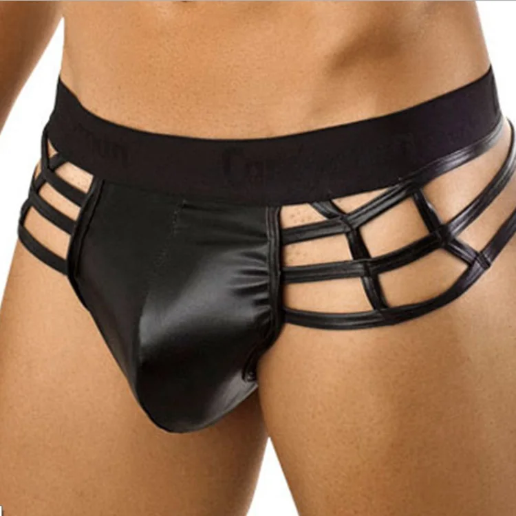
New Style Man Gay Brief Custom Security Transparent Leather Sexy Thong Underwear 