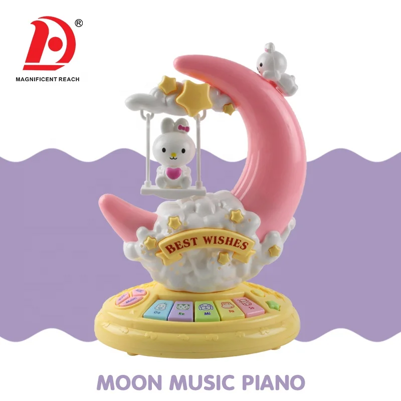 HUADA 2023 Children Electronic Organ Kawai Plastic Cartoon Moon Rabbit Music Toy Piano for Sale