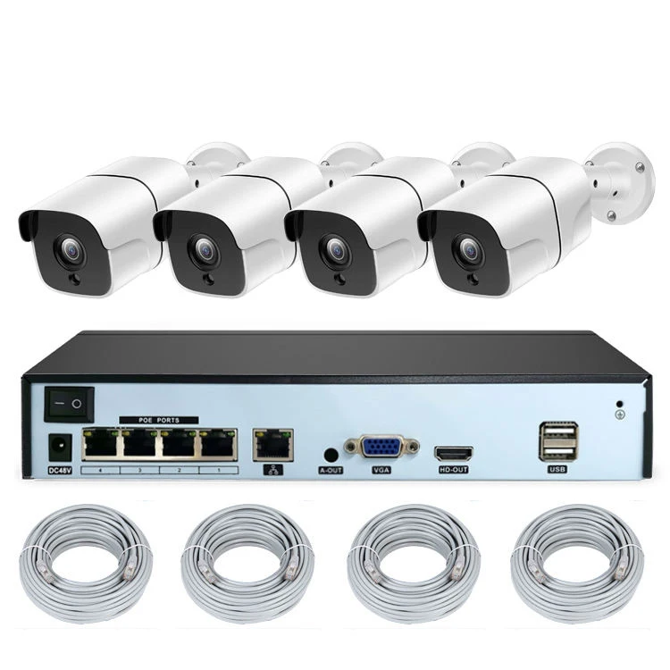 4 Channel POE NVR Home safety camera system H.265 5MP 4CH POE NVR Outdoor Security IP CCTV Camera System kit