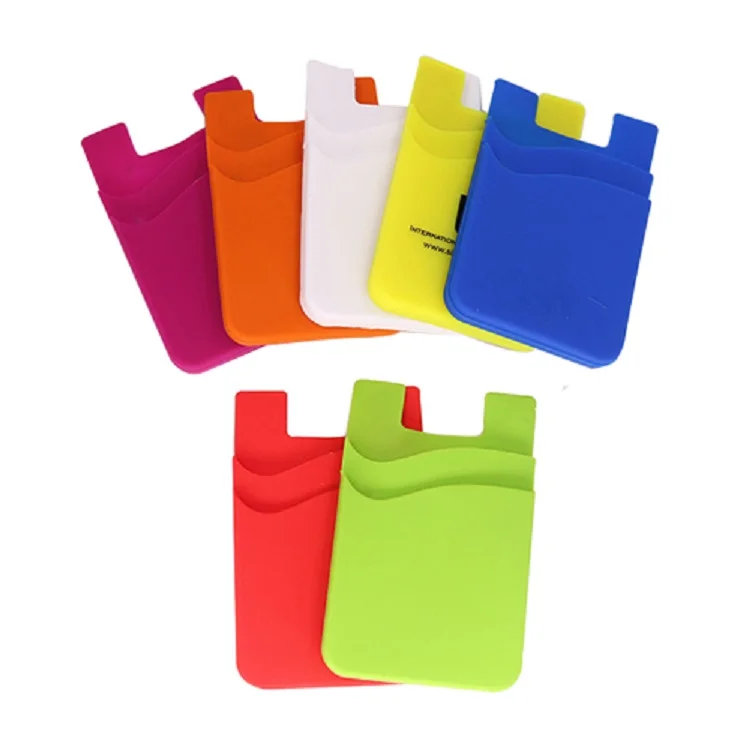 Amerpromo Hot Sale Fashion Adhesive Sticker Back Cover Protection Silicone rubber silicon wallet cell phone card holder