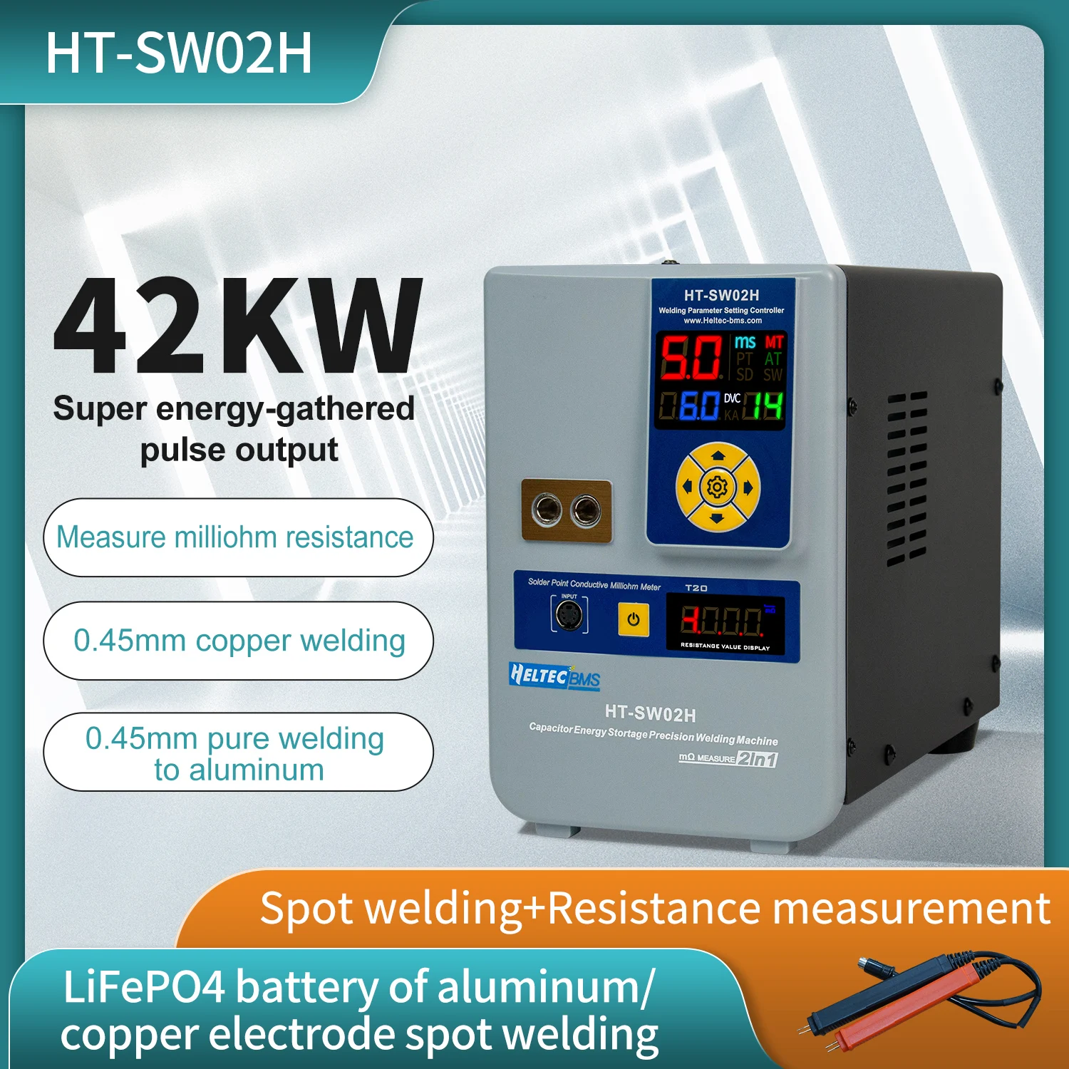 Сварщик HT-SW02H аккумуляторов 42 кВт запас 0 4 мм медная точка сварки 7000 А измеритель сопротивления интеллектуальный точечный сварочный аппарат для хранения энергии