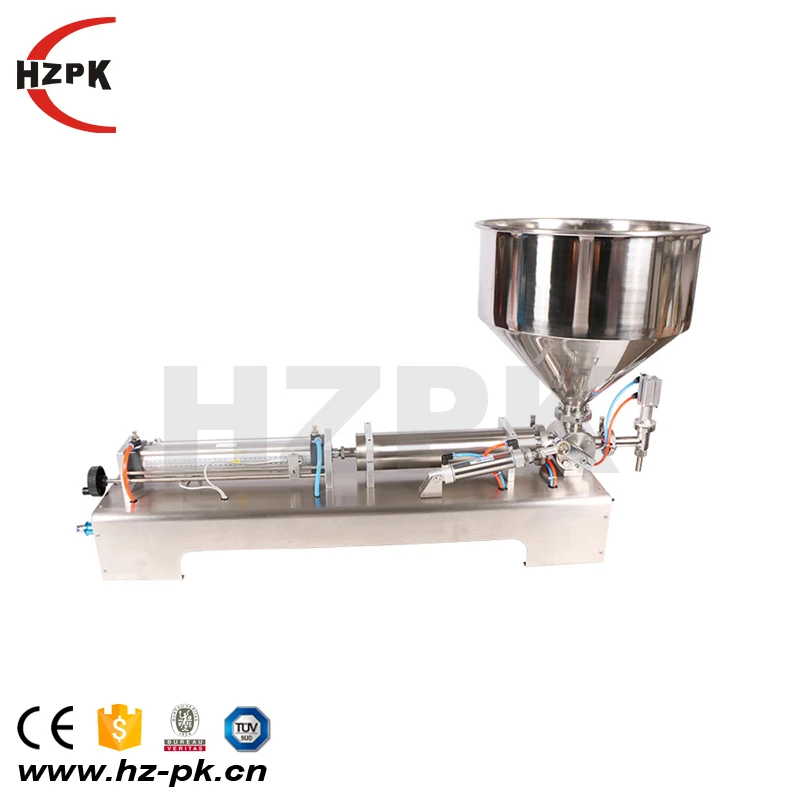 HZPK horizontal semi-automatic small piston beverage honey shampoo nail cosmetic bottle paste filling machine for bottle cans