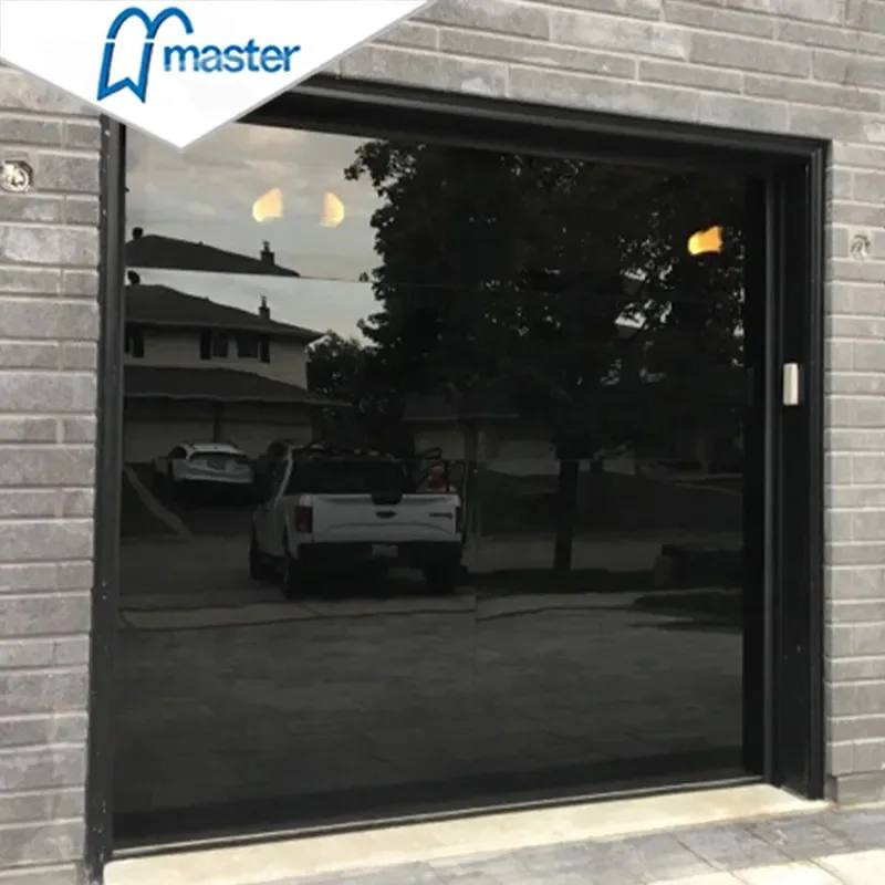 Master Well Direct Sale Sandwich Construction Temper Glass High Quality  Modern Mirror Plexiglass Aluminum Glass garage door