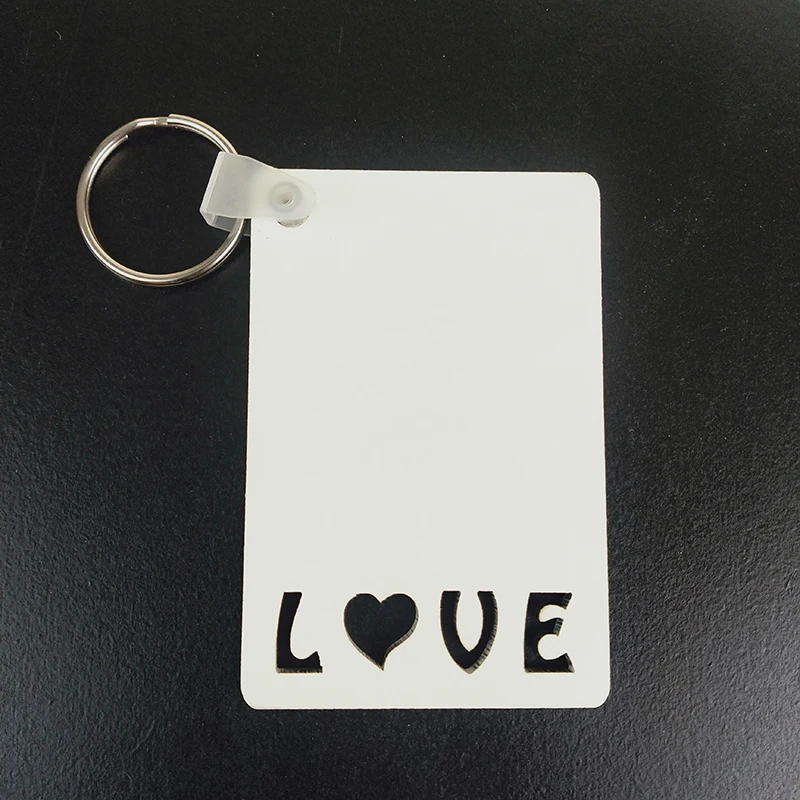 LOVE MOM Daddy Sublimation MDF Keychain Blank Double Sided Key Ring Wood Custom Engrave Holders