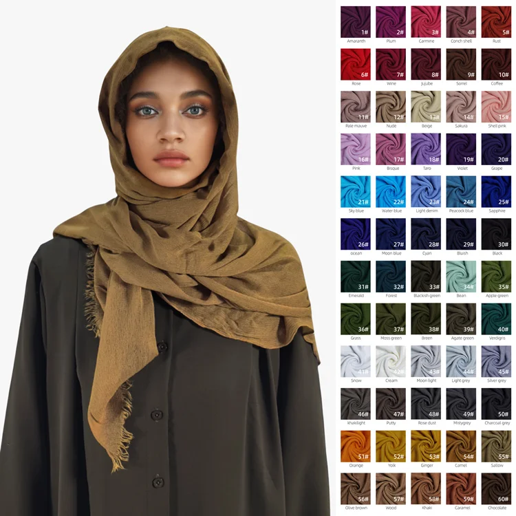 Wholesale Islamic ethnic Soft Solid color bubble viscose Modal hijab Plain cotton knitted Scarf Jersey Shawls muslim women 2023