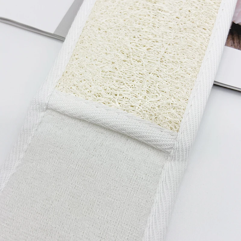 Wholesale Organic Sponge Exfoliating Sisal Nature Color Long Strip Double-sided Bath Pull Back Rubbing Body Loofah Belt