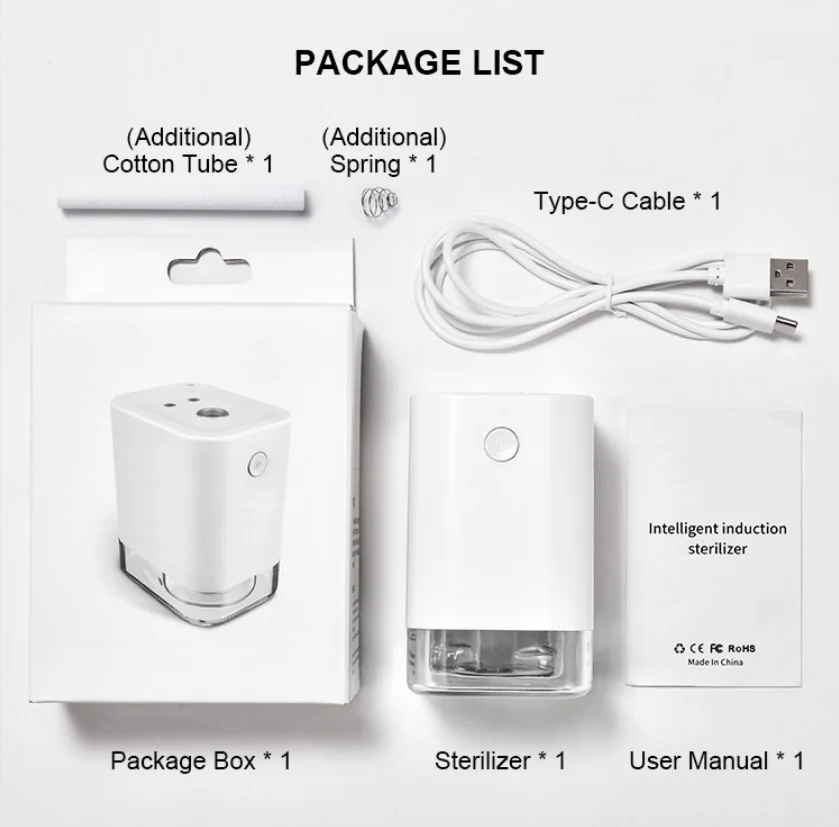 Automatic 50ml Touchless Hand Sanitizer Alcohol Dispenser USB Rechargeable Nano Mist Sprayer Portable Sterilizer White Black