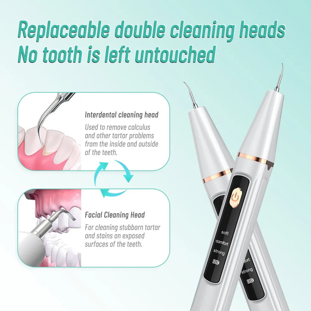 Ultrasonic Dental Cleaner Electric Teeth Cleaner Kit Dental Ultrasonic Calculus Remover Machine Tooth Stains Tartar Removal Tool